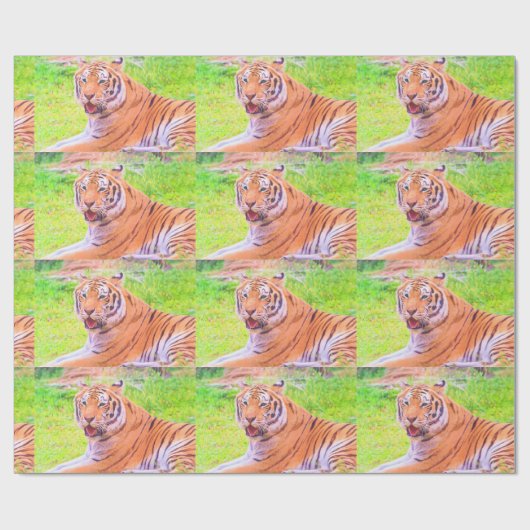 Fun Siberian Tiger Colorful Wrapping Paper Cadeaupapier (Vlak)