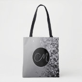 Fun SIlver Black Confetti Monogram Tote Bag (Voorkant)