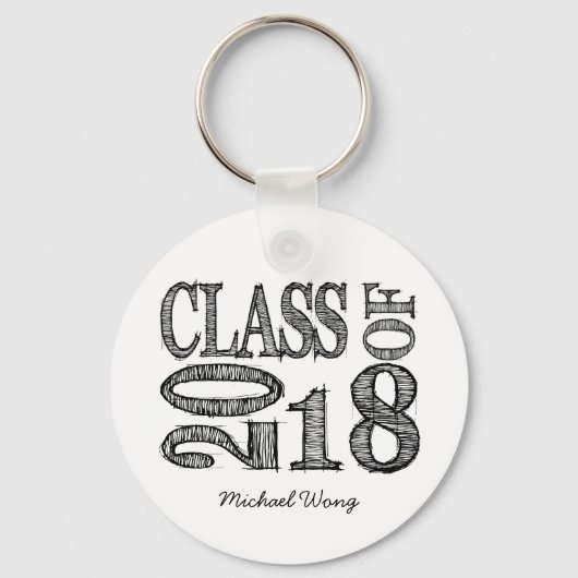Fun & Simple Pen Sketch Class of 2018 Afstuderen Sleutelhanger (Voorkant)