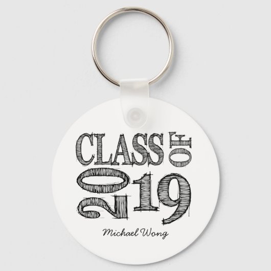 Fun & Simple Pen Sketch Class of 2019 Afstuderen Sleutelhanger (Voorkant)