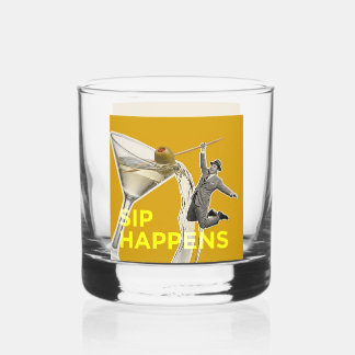 Fun "Sip Happens" cocktail glass Whisky Glas