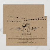 Fun Sip Sip Hooray Wine Beer Toast Dank je wel Bedankkaart (Voorkant / Achterkant)