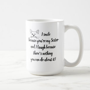 Fun Sister Gezegde Quote Cute Winking Cat Koffiemok