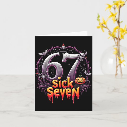 Fun Six Seven 6 7 Meme Design Fun Sick Seven Hallo Kaart (Gele Bloem)