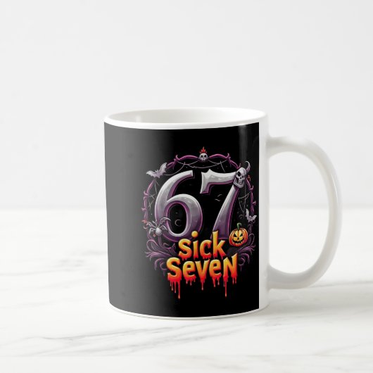 Fun Six Seven 6 7 Meme Design Fun Sick Seven Hallo Koffiemok (Rechts)