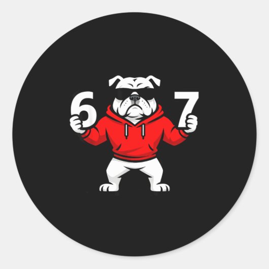 Fun Six Seven Meme Bulldogs Number 6 And 7  Ronde Sticker (Voorkant)