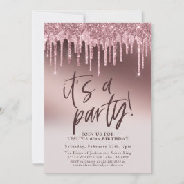 Fun Sixty Het is een Party Pink Glitter 60e verjaa Kaart