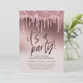 Fun Sixty Het is een Party Pink Glitter 60e verjaa Kaart (Staand voorkant)