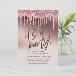 Fun Sixty Het is een Party Pink Glitter 60e verjaa Kaart