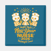 Fun Skeleton Er Icu Nurse Night Shift Crew New Yea Magneet (Voorkant)