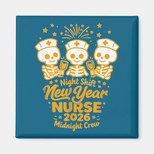 Fun Skeleton Er Icu Nurse Night Shift Crew New Yea Magneet (Voorkant)