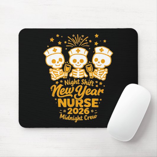 Fun Skeleton Er Icu Nurse Night Shift Crew New Yea Muismat (Met muis)
