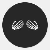 Fun Skeleton Hands Halloween Girls Skeleton BH Ronde Sticker (Voorkant)