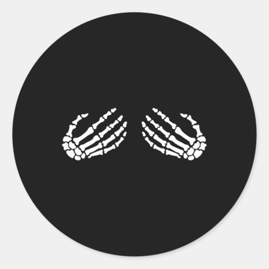 Fun Skeleton Hands Halloween Girls Skeleton BH Ronde Sticker (Voorkant)