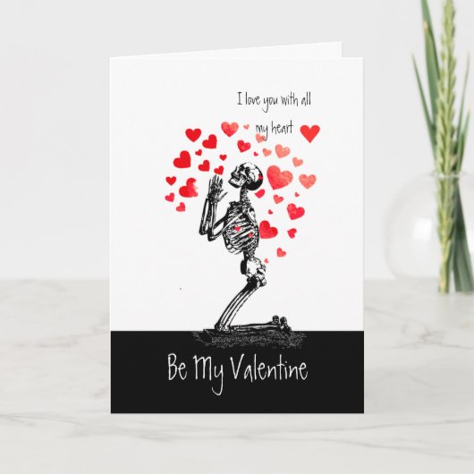 Fun Skeleton Love Hearts Valentijn Romantic Humor Feestdagen Kaart (Voorkant)