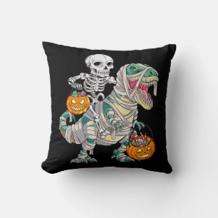 Fun Skeleton Riding Mummy Dinosaur T rex Halloween Kussen