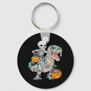 Fun Skeleton Riding Mummy Dinosaur T rex Halloween Sleutelhanger