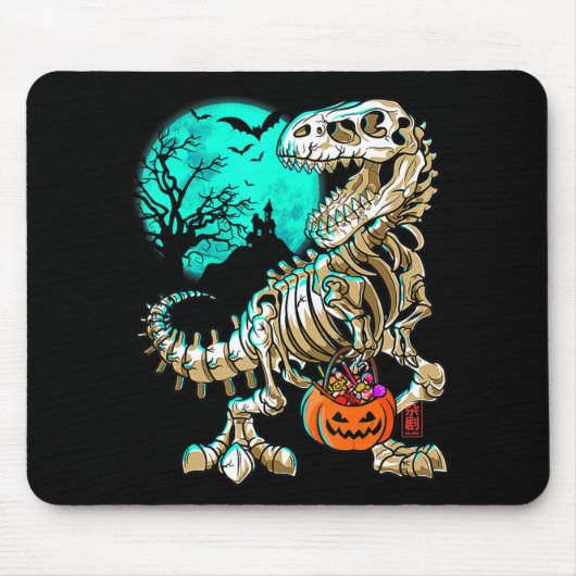 Fun Skeleton TRex Halloween Boys Dino Kinder Fossi Muismat (Voorkant)
