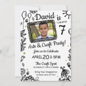 Fun Sketch Doodle Crafts Birthday Party Invitation Kaart (Voorkant)