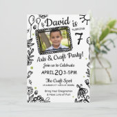 Fun Sketch Doodle Crafts Birthday Party Invitation Kaart (Staand voorkant)