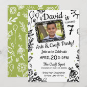 Fun Sketch Doodle Crafts Birthday Party Invitation Kaart (Voorkant / Achterkant)