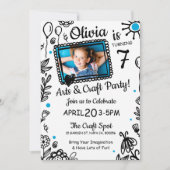 Fun Sketch Doodle Crafts Birthday Party Invitation Kaart (Voorkant)