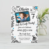 Fun Sketch Doodle Crafts Birthday Party Invitation Kaart (Staand voorkant)