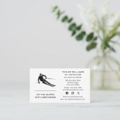 Fun Skier Skicoach Ski Instructeur Social Media Visitekaartje (Staand voorkant)