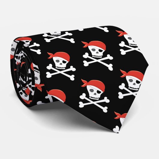 Fun Skull and Crossbones Pattern Pirate Stropdas (Opgerold)