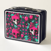 Fun Skull & Cherries Roze Black Green Art (Achterkant)