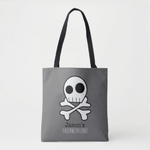 Fun Skull en Botten Kinder Halloween Tote Bag