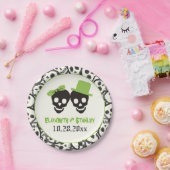 Fun skulls Halloween green and black bruiloft Papieren Bordje (Feest)