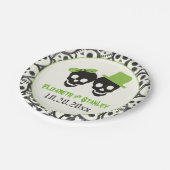 Fun skulls Halloween green and black bruiloft Papieren Bordje (Gekanteld)