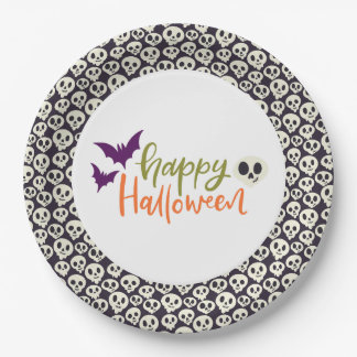 Fun Skulls Halloween Party Papieren Borden Bordje