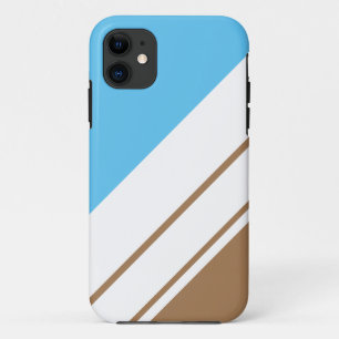 Fun Sky Blue Mocha Diagonaal Wit Racing Stripes Case-Mate iPhone Case