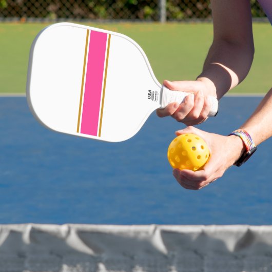 Fun Slender Chic Snoep Roze witte strepen Pickleball Paddle (Insitu)