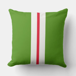 Fun Slim Helder Rood Wit Racing Stripes op Groen Buitenkussen