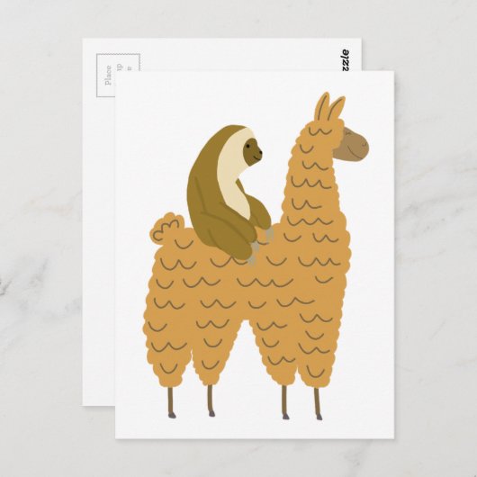 Fun Sloth Riding a Llama Briefkaart (Voorkant / Achterkant)