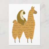 Fun Sloth Riding a Llama Briefkaart (Voorkant)