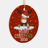 Fun smerig Christmaskerrendiergezichtsmasker met f Keramisch Ornament (Rechts)