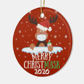 Fun smerig Christmaskerrendiergezichtsmasker met f Keramisch Ornament (Links)