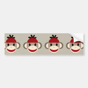 Fun Smilling Red Sock Monkey Happy Patronen Bumpersticker