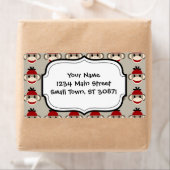 Fun Smilling Red Sock Monkey Happy Patronen Etiket (Insitu)