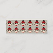 Fun Smilling Red Sock Monkey Happy Patronen Mini Visitekaartje (Achterkant)