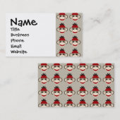 Fun Smilling Red Sock Monkey Happy Patronen Visitekaartje (Voorkant / Achterkant)
