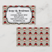 Fun Smilling Red Sock Monkey Happy Patronen Visitekaartje (Voorkant / Achterkant)