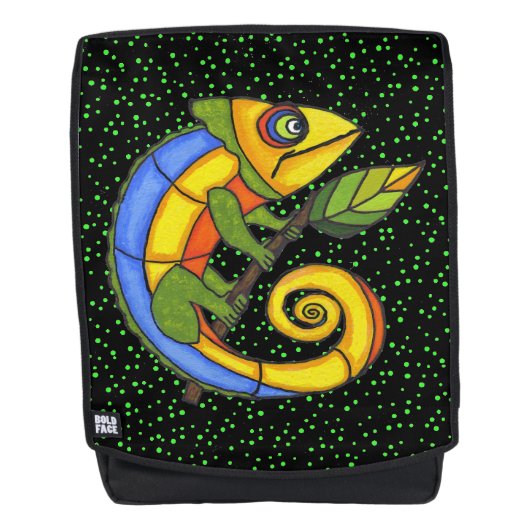 Fun Smilting Bright Bold Colorful Abstract Lizard Rugtassen (Voorkant)