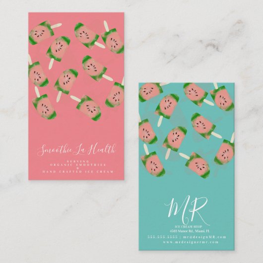 Fun Smoothie Milk Shake Fruit and Ice Cream Shop Visitekaartje (Voorkant / Achterkant)