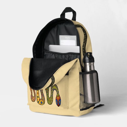 Fun Snake Chameleon Gepersonaliseerde Kinderen Bedrukte Rugzak (Achterkan Hoek Rechts (Open))