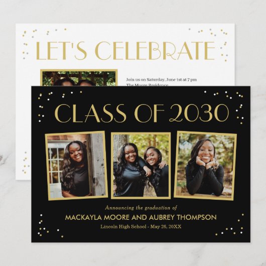 Fun Snapshots Editable Color Afstuderen Invitation Kaart (Voorkant / Achterkant)